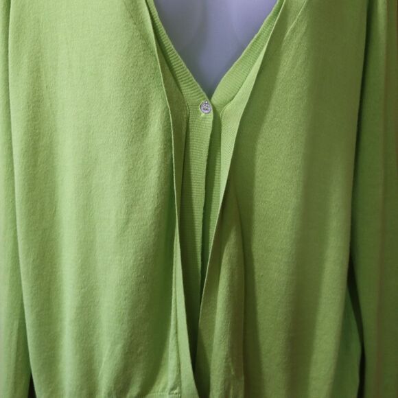 Kenneth Cole Lime Green Cardigan Exposed Zipper Sheer Back LG - Picture 13 of 16